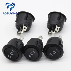 10Pcs 23mm Round Black 3 Pin 10A/125V 6A/250V AC 3 Position SPDT ON-OFF-ON Rocker Switch Snap-in