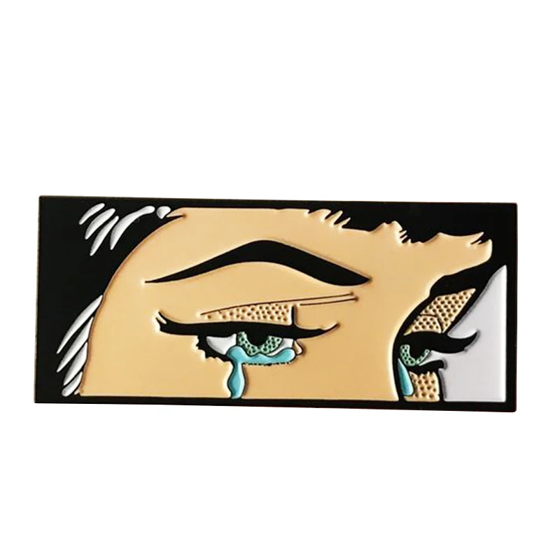 Pin de ojos llorones para mujer, delineador de ojos negro, insignias de lágrimas, sad, excitación, sentimientos molestos, joyería de colección única