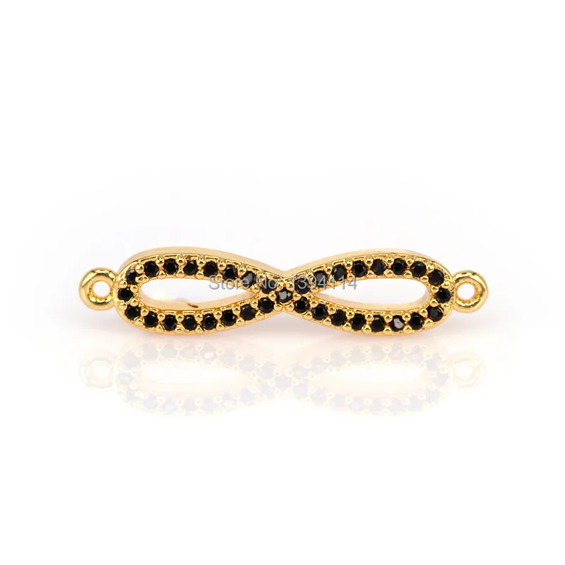 27*7*3mm Micro Pave Black CZ Infinity Symbol Connector For Women As DIY Bracelets Accessory