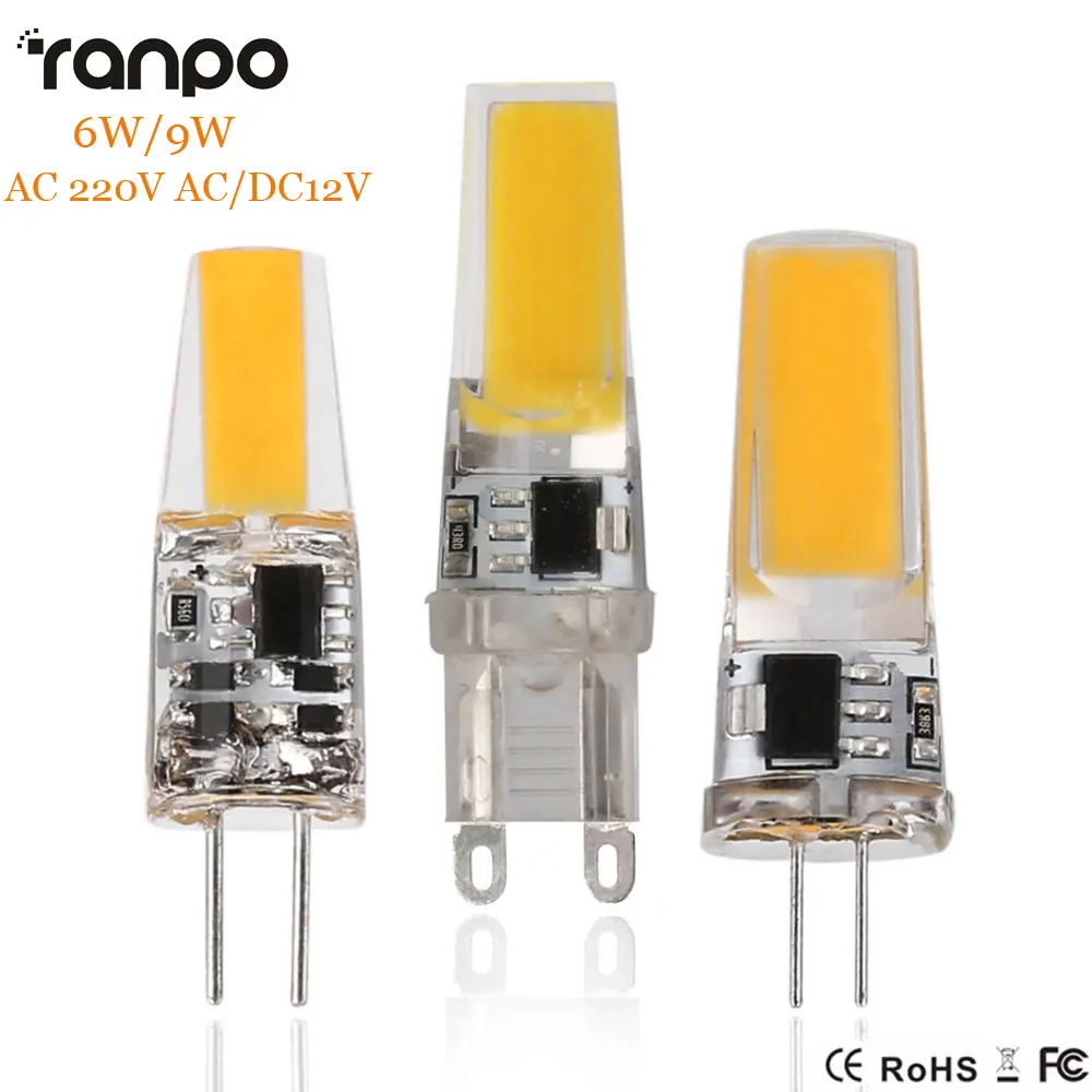 G4 G9 Dimmable LED Bulb Lamp Light AC/DC 12V 220V 6W 9W COB SMD LED Lighting Lights Replace Halogen Spotlight Chandelier