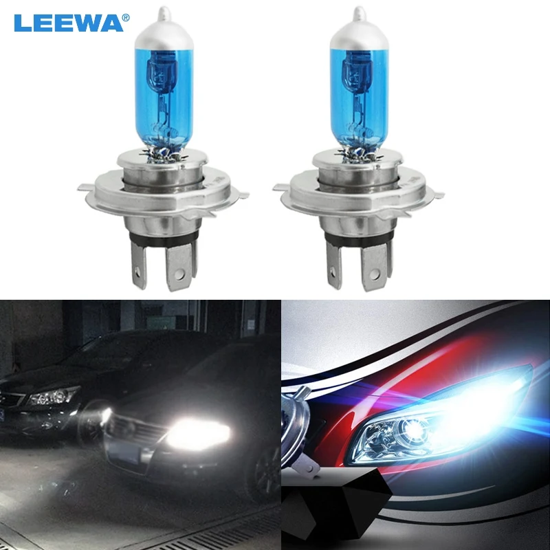 LEEWA 100pcs Car H4 55W/100W 12V White FogLights HalogenBulb Car Headlights Lamp Car Headlight Bulbs #CA2030