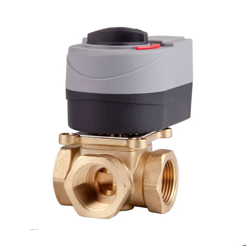 220v  Electric valve T type brass motorized ball valve three  way valve Can be manually and automatically DN25