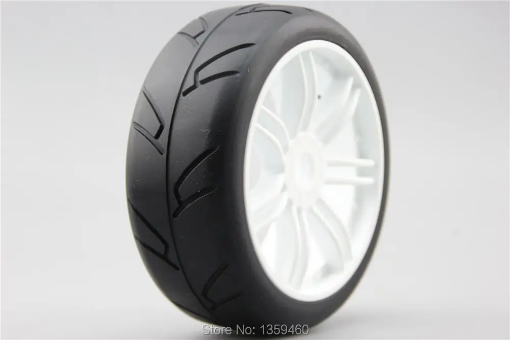 4pcs 1/8 Buggy Tire(Ninjia) On Road Tyre 15% Reinforced Nylon Wheel (White)fits for 1/8 Buggy GT XO-1 1/8 Tire 22022+26002