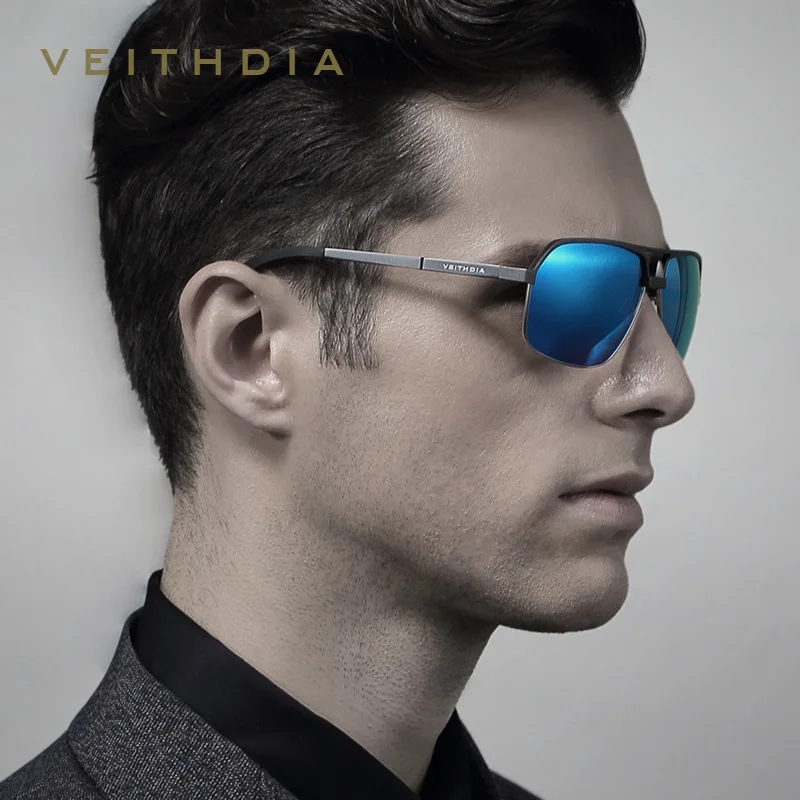 VEITHDIA Aluminum Magnesium Polarized Men's Sunglasses Square Vintage Male Sun glasses Eyewear Accessories oculos For Men 6521