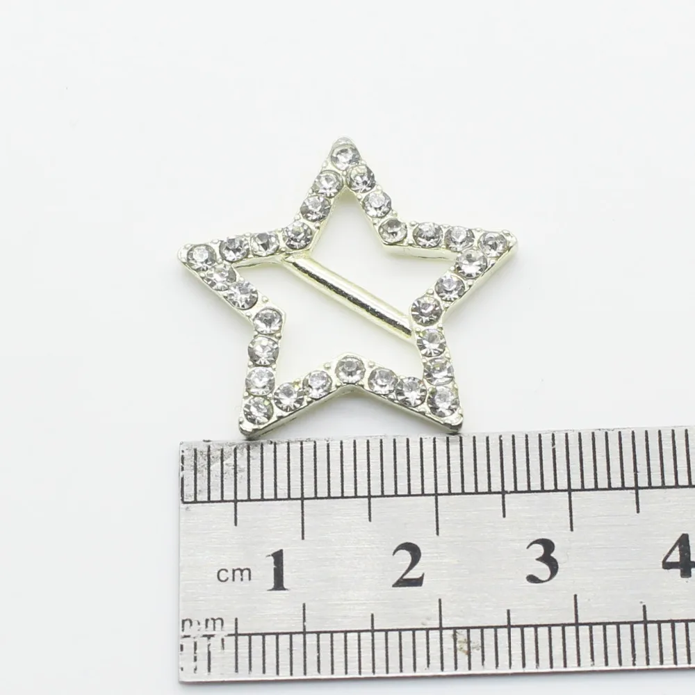 33mm/ 26mm 10Pcs Metal diamond buckles Star-Shaped DIY Crystal invitation card decoration Wedding Ribbon Slider Hair Accessories