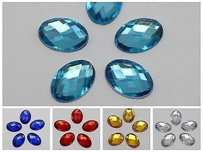 

200 Акриловый Граненый Овальный драгоценный камень 10X14 мм без отверстия Выберите свой цвет