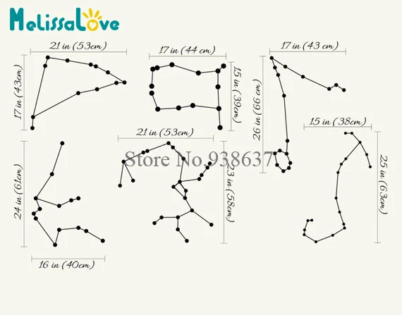 Astronauts And Constellations Stickers Nursey Baby Room Decoration Vinyl Wall Home Decor Removable Vinyl Wall Stickers B914