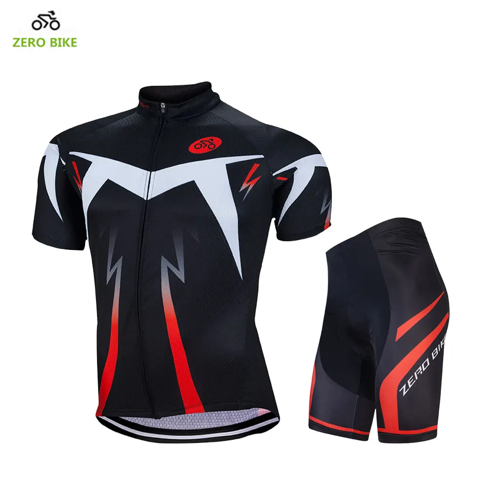 ZERO BIKE 4D Gel Padded Men's Cycling Shorts Mountain Bicycle Jersey Sets 100% Polyester Short Sleeve Ropa Ciclismo