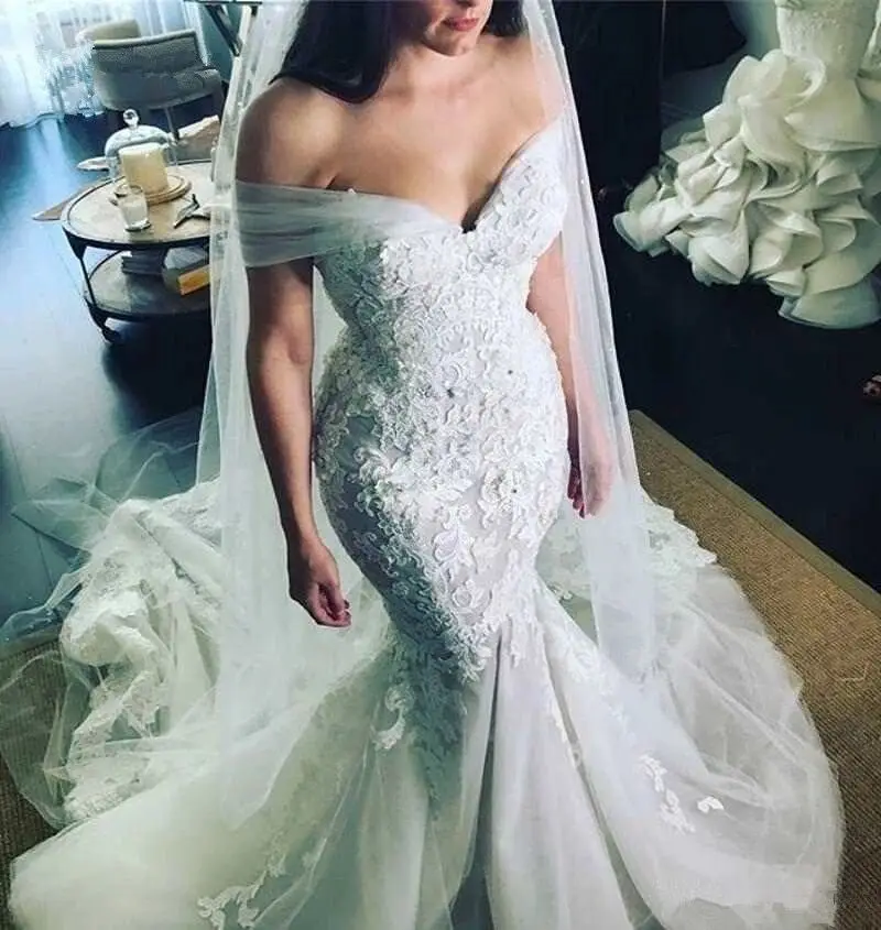 Custom Made Mermaid Cap Sleeve Tulle Lace Flowers Vintage Sexy Wedding Dresses Wedding Gown 2023 New Vestidos De Novia WS09