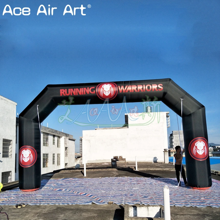 7x4m Black Inflatable Arch Athletic Sports Running Race Archway Ceremory Tower Gate Made by Ace Air Art