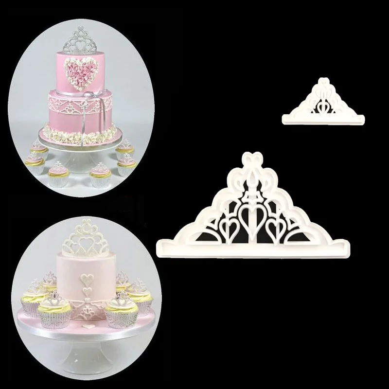 

2pcs crown Flip Sugar cake printing cutting die baking mould tool P076