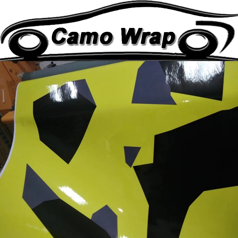 

Jumbo Black Yellow Vinyl Film Camouflage Car Wrap Air Bubble Free Graphics Vehicle Car Truck Body Wrapping Film ORINO Decal