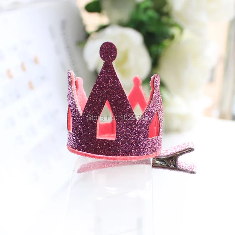 Boutique 10pcs Fashion Glitter 3D Cutouts Tiaras Hairpins Solid Cute Crown Hair Clips Princess Headwear Hair Accessories