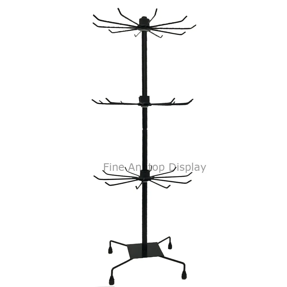 3 Tier Black Jewelry Retail Package Rack Holder Stand Display Rotatable Showcase Necklace Organizer Metal Stand Hanger