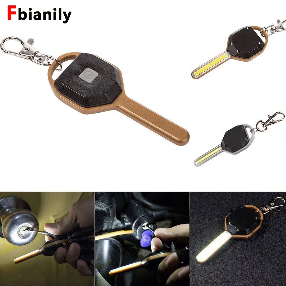 Mini LED Flashlight Light Mini Key Shape Keychain Lamp Torch Emergency Camping Light