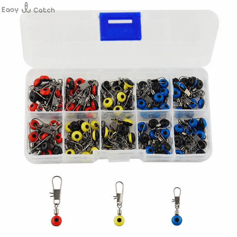 

100pcs Big Style Plastic Head Fishing Swivel With Interlock Snap Space Bean Saltwater Fishing Swivels Connector Set With Box