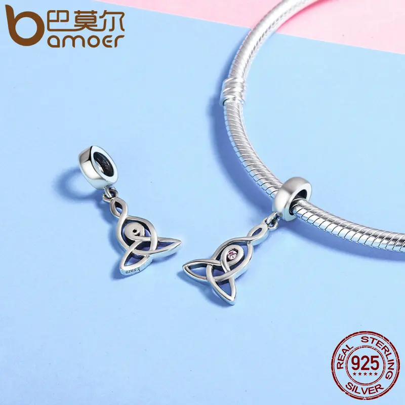 BAMOER Authentic 925 Sterling Silver Lucky Holy Guarding Pendant Charms fit Bracelets Necklace Jewelry Accessories SCC423