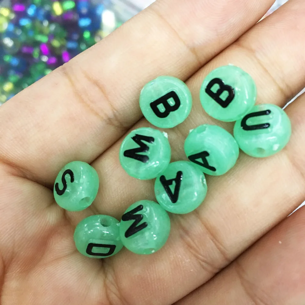 New Arrival Solid Neon Candy Colors Acrylic Letters Beads 5*10MM Flat Coin Round Shape Initial Alphabet Plastic Beads 1500PCS