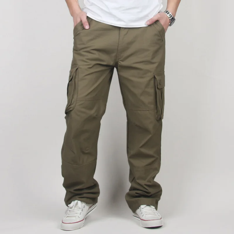 Pantalones Cargo de talla grande para hombre, pantalón informal de alta calidad con múltiples bolsillos, táctico militar, largo y completo, 30-44