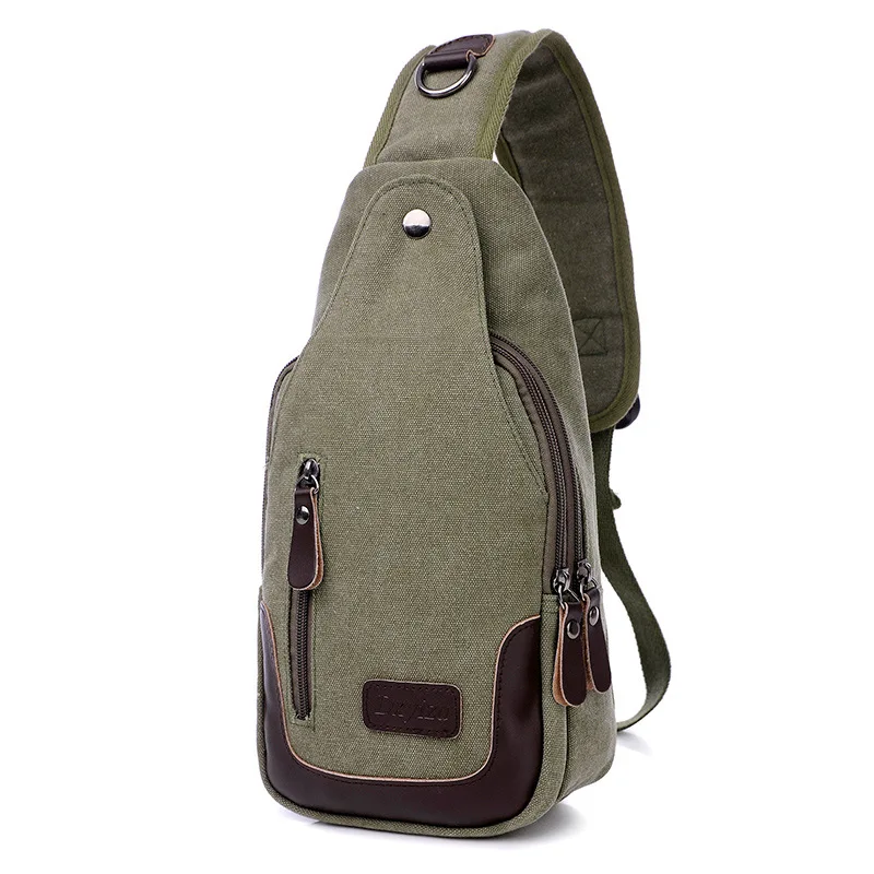 Casual Rugzakken Canvas Men Backpack Retro Vintage Male Student School Bags Man One Shoulder Backpack Chest Bags Triangle Bolsas image 4