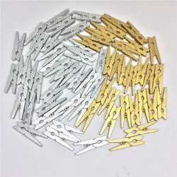 50PC złoto srebro Mini klips do drewna 2.5CM * 0.3CM drewniane środowiskowe małe przybory do dekoracji domu Clothespin