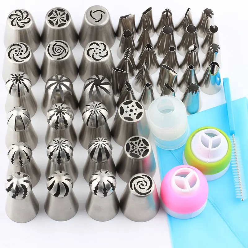 

Pastry Nozzles Coupler Stainless Steel Silicone Kitchen Accessories Flower Icing Piping Russian Icing Piping Tips 1Pcs Silicone