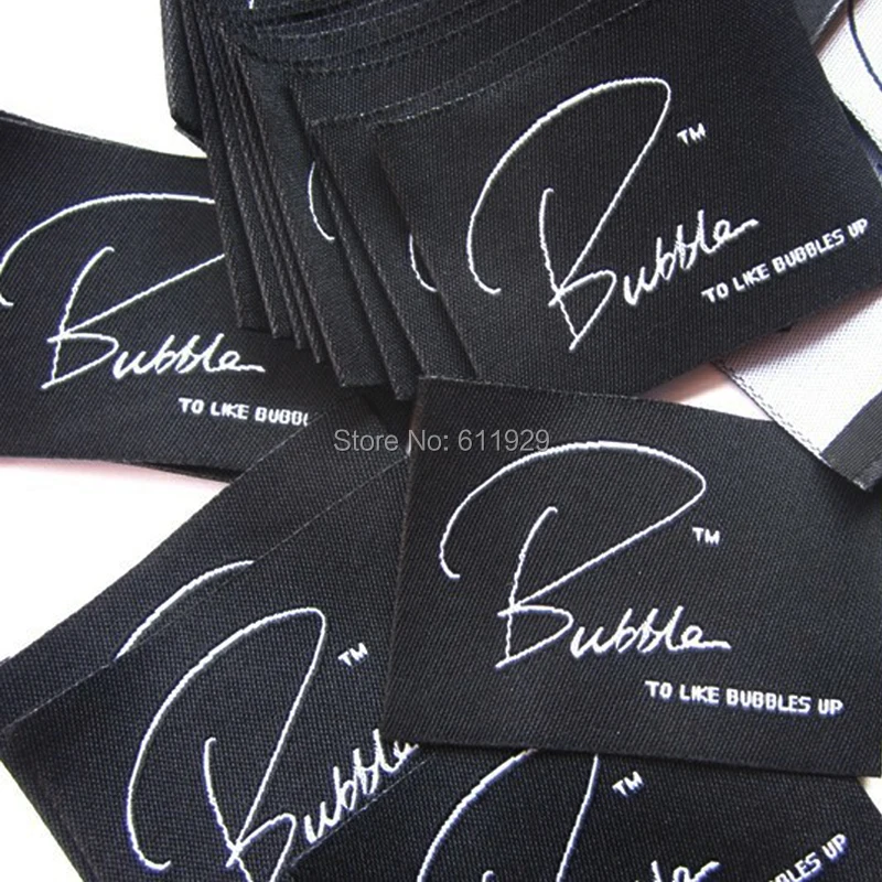 Woven Label for Clothing, Embroidered Labels, Garment Tags with Cut and Fold, Big Size, 1000 PCs/Lot, Free Shipping