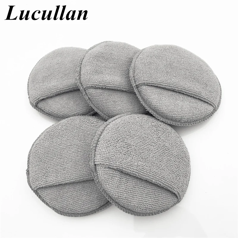 

5" Round Car Care Microfiber Pocket Sponge,Auto Wax Applicator Pad,Car Detailing Hand Polishing Pad