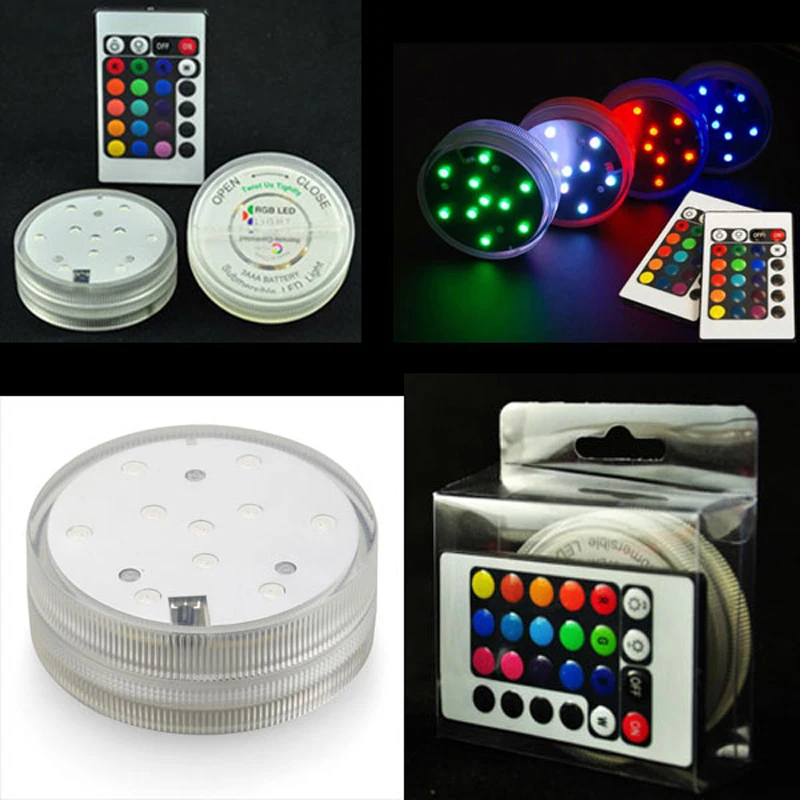 

24pcs/lot Remote control led vase light base submersible lights battery operated underwater pool lights for wedding party lamps