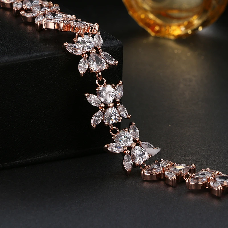 Emmaya High Quality Zircon Bracelets For Women Rose Gold Color Crystal Beads Bracelets Wedding Party Free Shipping