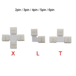 5set L T X Shape 2pin 3pin 4pin 5pin 6pin LED Connector For connecting corner right angle 5050 SMD RGB RGBW 3528 2812 LED Strip