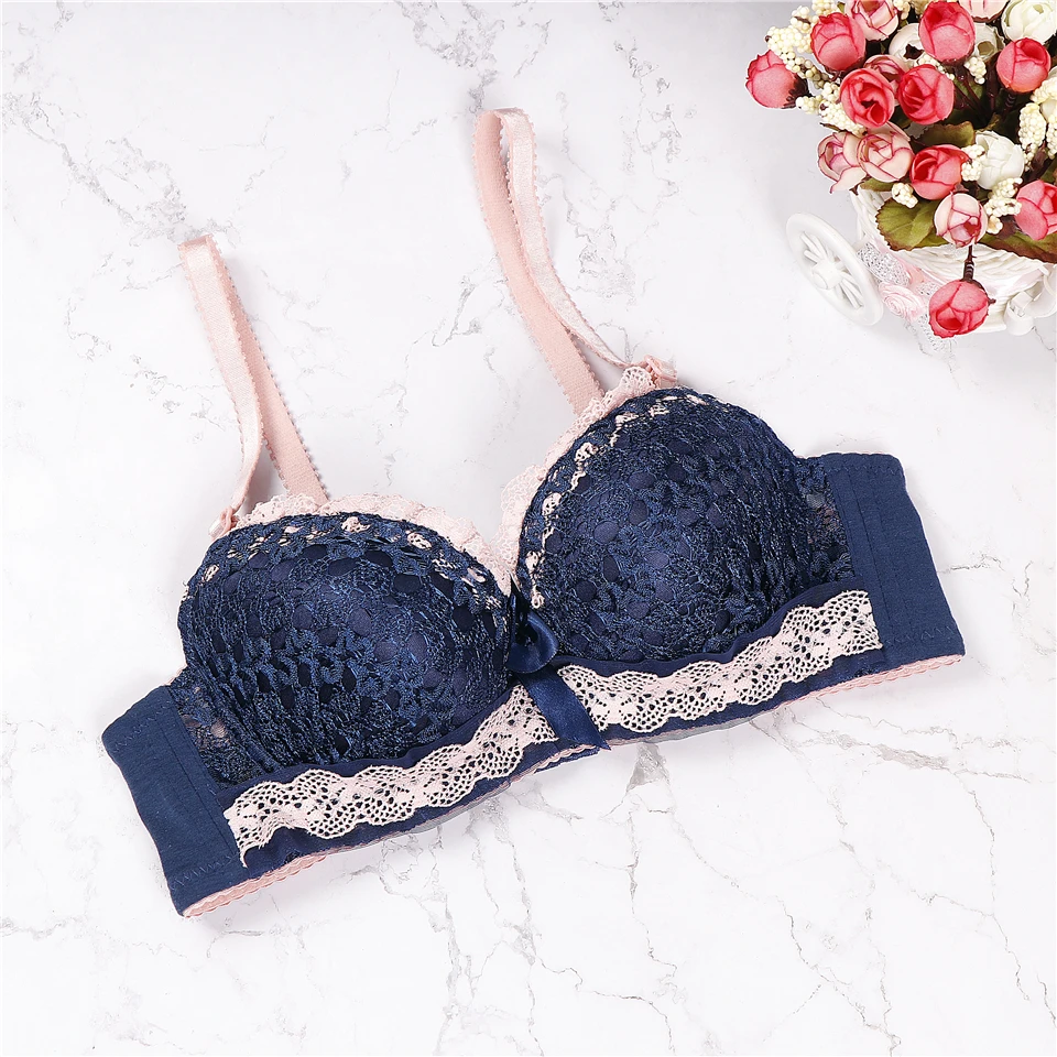 New bra woman underwear push up bra lingerie unlined lace bra women sexy female back closure lolita brassiere 3/4 cup bra