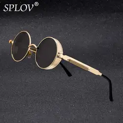 SPLOV-gafas de sol polarizadas redondas para hombre y mujer, lentes de sol Retro Steampunk para conducir, círculo de Metal pequeño, UV400