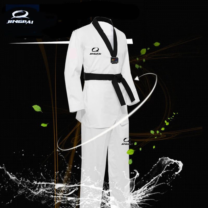 2016 Child Kids TKD Cotton Dobok Taekwondo Fitness Training Uniform Half Long Sleeve Kungfu Clothes WTF Approved Dobok 110-190cm