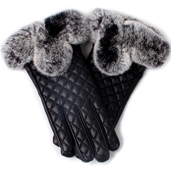 Touch Screen Gloves for Woman Winter Warm Genuine Leather Gloves for Elegant Ladies Real Fur Sheepskin