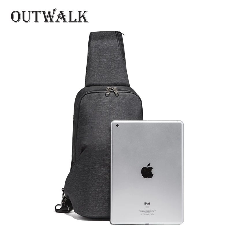 OUTWALK New Anti-thief Crossbody Bag Water Repellent Men Shoulder Bag 9.7 inch Ipad Fashion Chest Bag USB Charging New Arrival