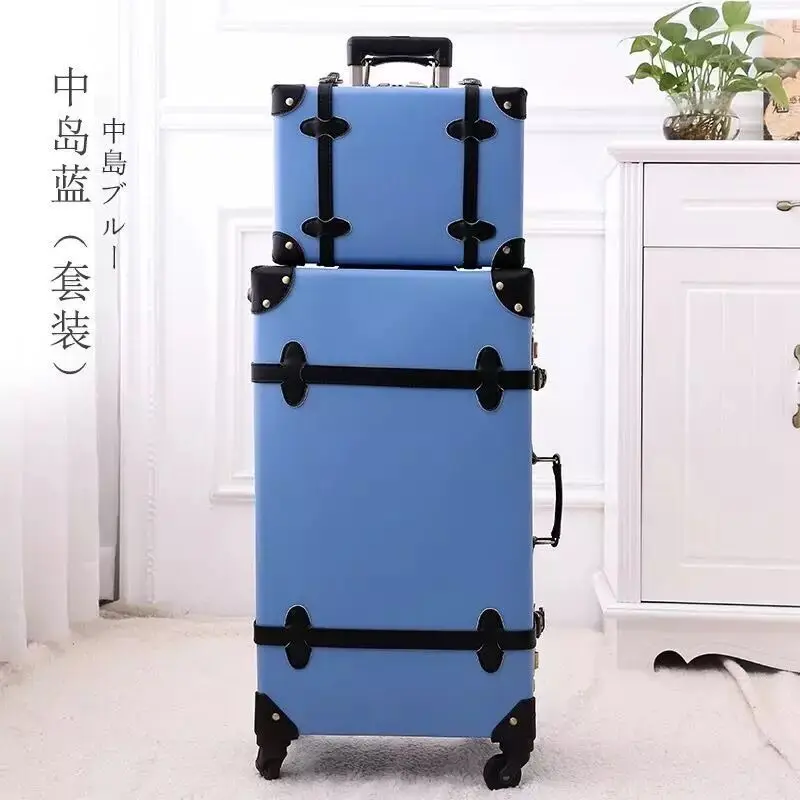 Men 2PCS/SET Vintage PP Travel Bag Rolling Luggage,12\