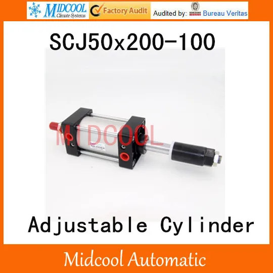 

SCJ50x200-100 standard air cylinder 100mm adjustable stroke pneumatic cylinder single rod 50mm bore 200mm stroke