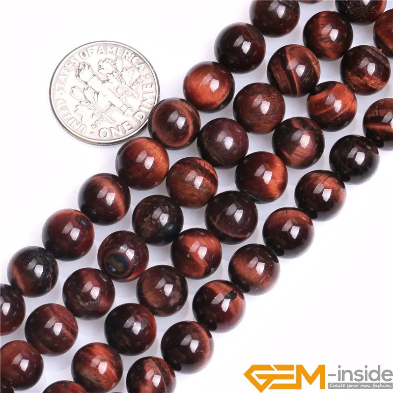 Natural Stone Red Tiger Eye Round Loose Beads For Jewelry Making Strand 15\