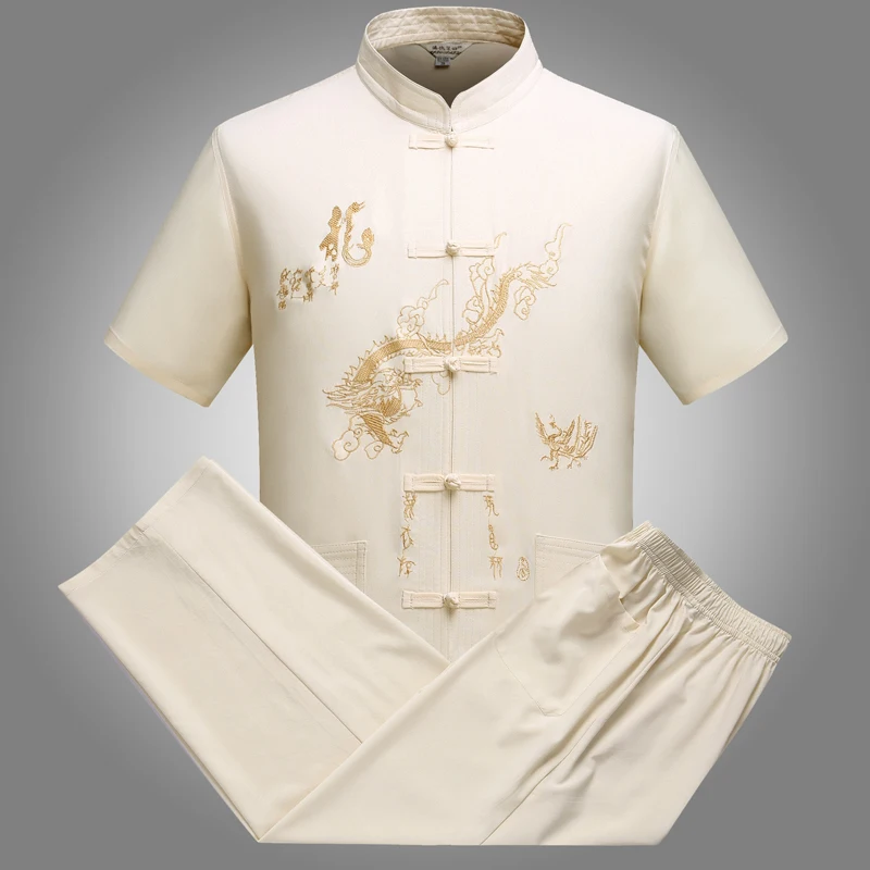 china style dragon embroidery kung fu Tang suit wholesale martial arts wushu clothing Short sleeve tai chi clothing