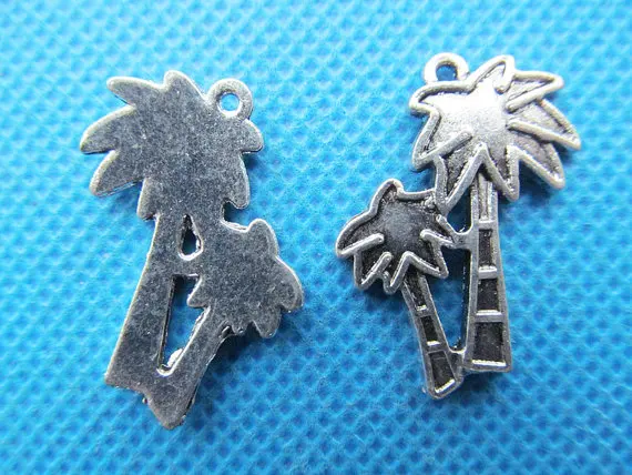 50pcs 25mmx19mm Antique Silver tone/Antique Bronze Filigree PalmTree Pendant Charm/Finding,DIY Accessory