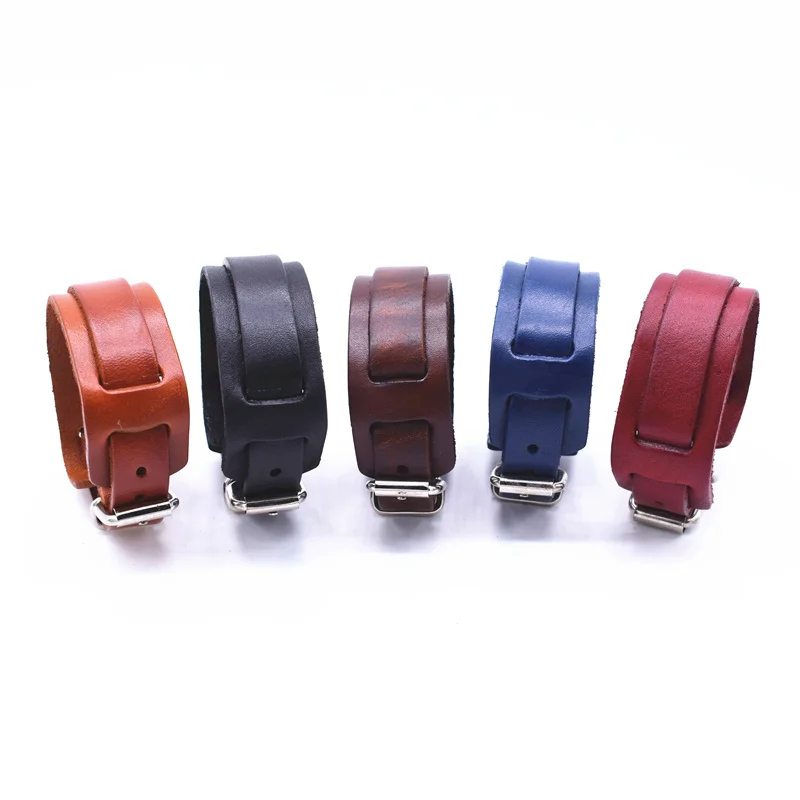 Hot Sale Fashion Punk Adjustable Length Double Layer Genuine Leather Bracelets for Women Men Jewelry Wrap Wristband