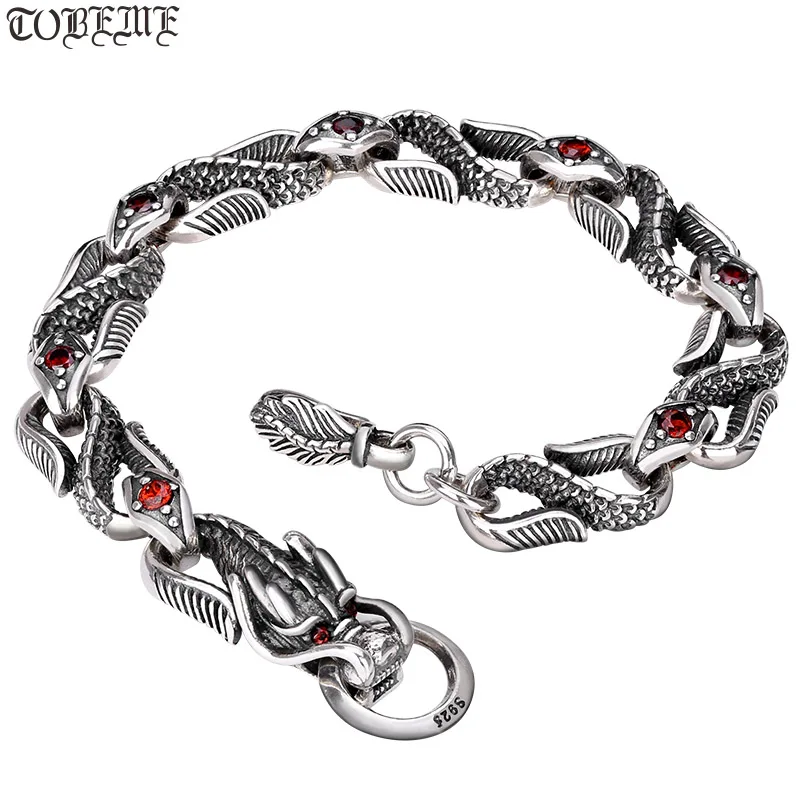 

Handmade 925 Silver Dragon Chain Bracelet Man Bracelet Thailand Sterling Siilver Dragon Bracelet