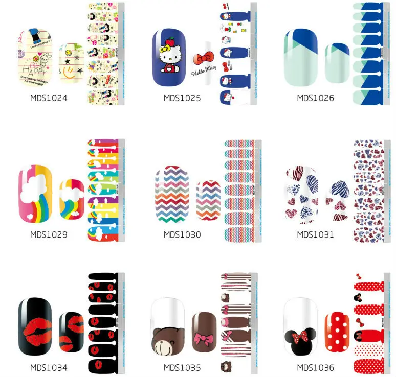 

Wholesale Latest Nail Art Sticker Self-adhesive MDS Serial Nail Decal Manicure Wrap Decoration Nail Tip 200pks/lot free shipping