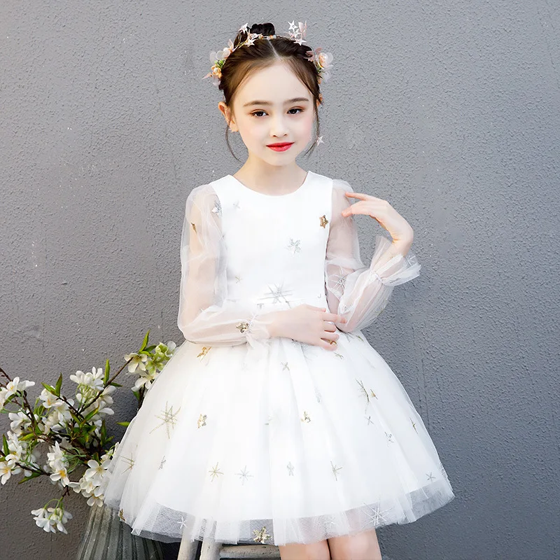 

Girls Shining Embroidered Princess Dress High Quality Prom Gown New Year Christmas Ceremonial Robe Elegant Frocks for 3-12years