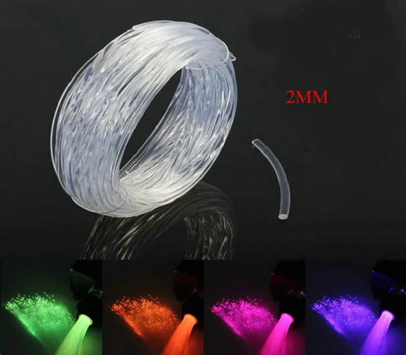 20M Car Home DIY LED Lighting PMMA Side Glow Fiber Optic Cable F/light engine driver curtain star ceiling decor-2.00MM(Diameter)