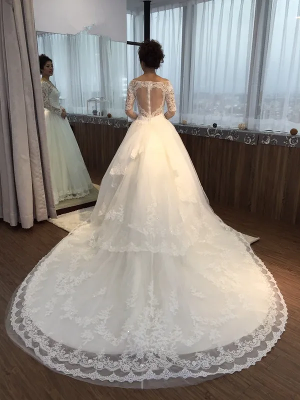 Robe de mariée de luxe à manches longues, 2023