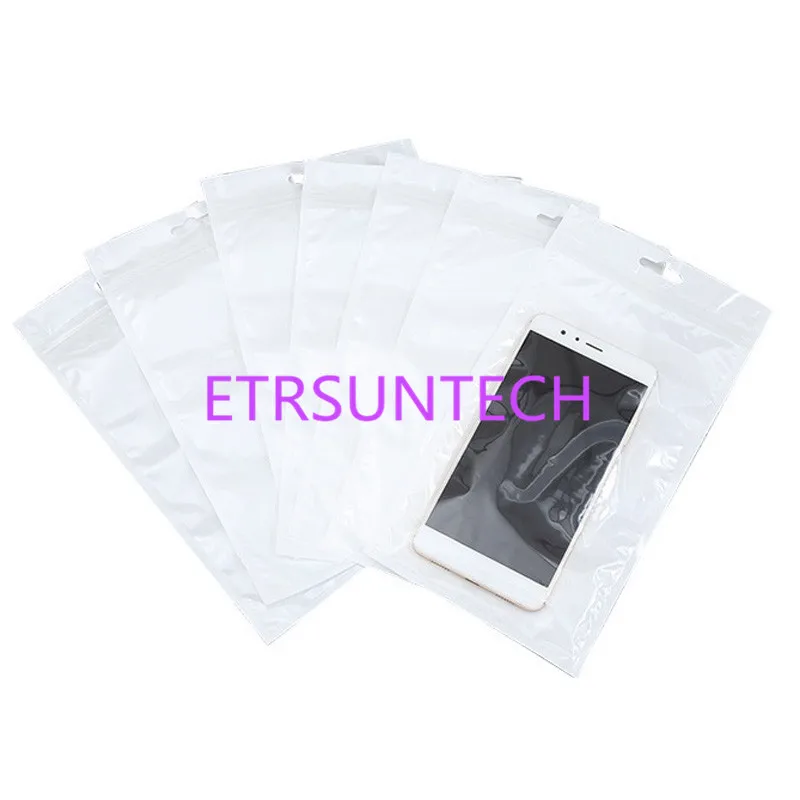 1000Pcs/Lot Clear White Pearl Plastic Poly Bags OPP Packing Zipper Lock Package Accessories PVC Retail Boxes Hand Hole