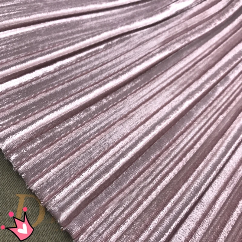 

2 meters 150cm 59.05" width lotus pink pleated accordion pleuche fabric for Autumn Winter skirt dress MM404