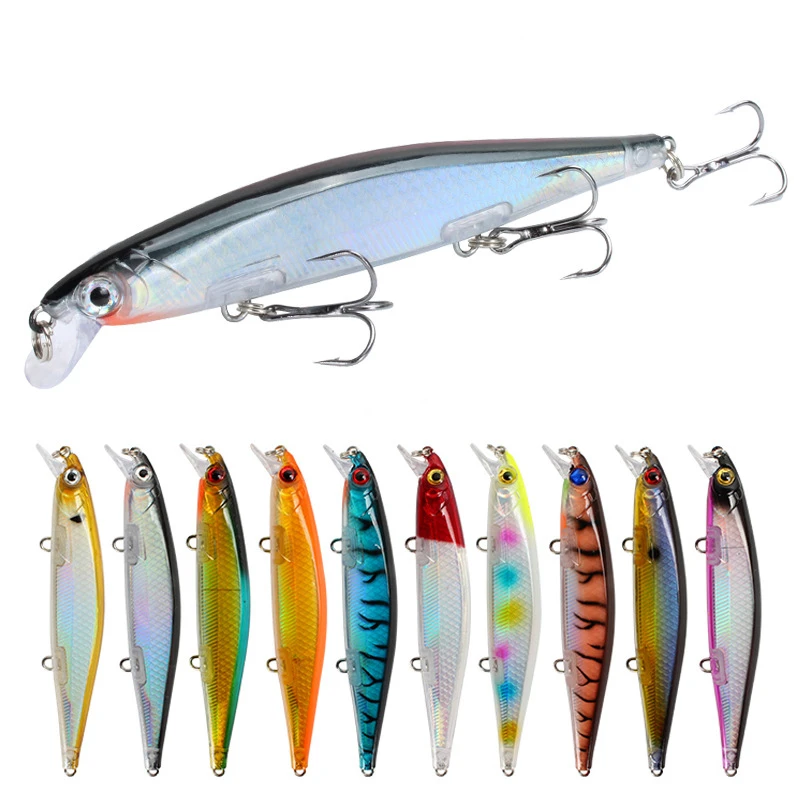 1Pc Minnow Fishing Lure 11cm 13g Artificial Hard Bait with 3 Fishing Hooks Lure 3D Eyes Fishing Wobbler Carp Fishing Tackle